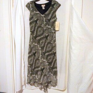 NWT Ombre Maxi Dress 10 Boho Paisley Resortcore Romantic Ruffle Hem Lined